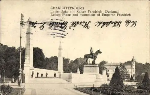 Ak Berlin Charlottenburg, Luisenplatz mit Kaiser Friedrich Denkmal