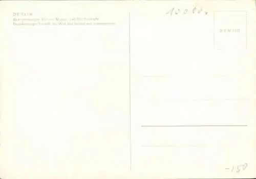 Ak Berlin Tiergarten, Brandenburger Tor mit Mauer und Stacheldraht