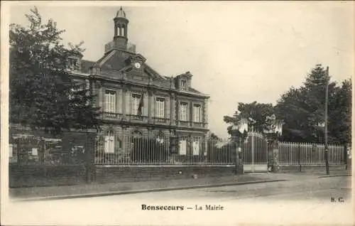 Ak Bon Secours Bonsecours Péruwelz Hennegau, Altes Rathaus, schöne Architektur, Zaun, Bäume