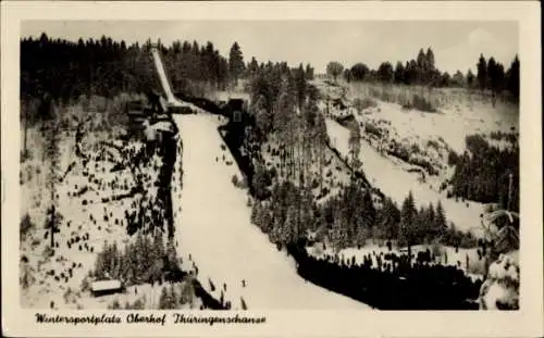 Ak Oberhof im Thüringer Wald, Wintersportplatz  Thüringenschanze, schneebedeckte Landschaft