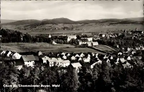 Ak Cham in der Oberpfalz, Panorama mit Chammünster