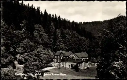 Ak Gehlberg Suhl in Thüringen, Gehlberg Thug Wald, Jonny-Scheer-Heim, Waldlandschaft, Gebäude