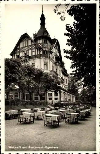 Ak Karlovy Vary Karlsbad Stadt, Waldcafe und Restaurant Jägerhaus, Inh. A. Stracka