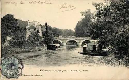 Ak Villeneuve Saint Georges Val de Marne, Le Pont d'Yerres