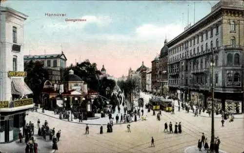 Ak Hannover in Niedersachsen,  Georgstraße, Straßenansicht, Café Sendy, Schaufenster