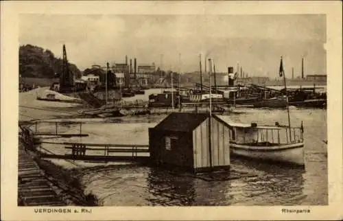 Ak Uerdingen Krefeld am Niederrhein, Uerdingen a. Rh., Rheinpartie, Boote am Ufer