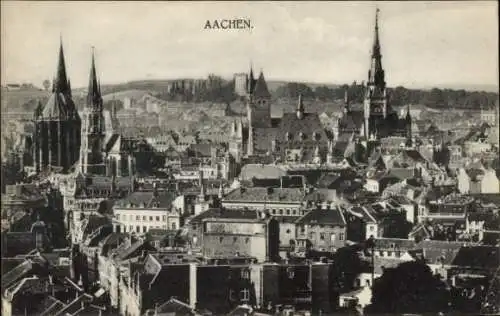 Ak Aachen, Stadtansicht, historische Architektur, Dachlandschaft, alte Gebäude