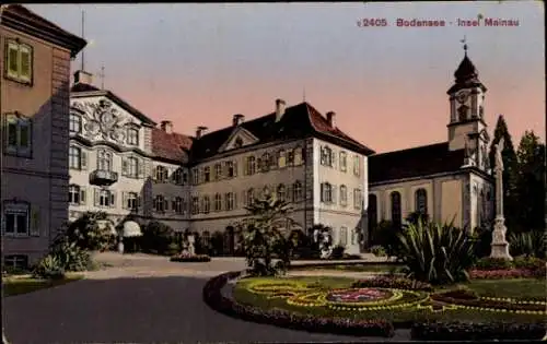 Ak Insel Mainau im Bodensee, Bodensee, Insel  Gebäude, Garten, Kirchturm