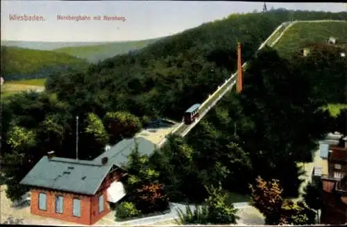 Ak Wiesbaden in Hessen, Nerobergbahn mit Neroberg