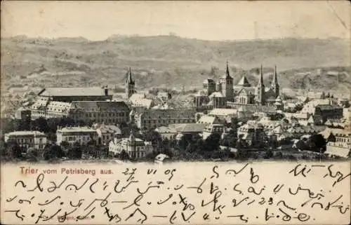 Ak Trier an der Mosel, Stadtansicht von  Petrisberg, historische Gebäude, Landschaft