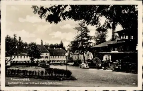 Ak Bad Alexandersbad im Fichtelgebirge Oberfranken, Kurhaus-Restaurant, markgräfl. Schloss