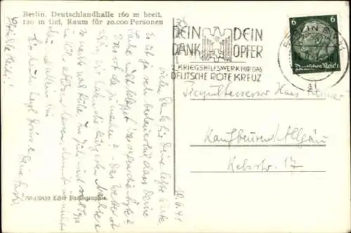 Ak Berlin Charlottenburg Westend, Deutschlandhalle