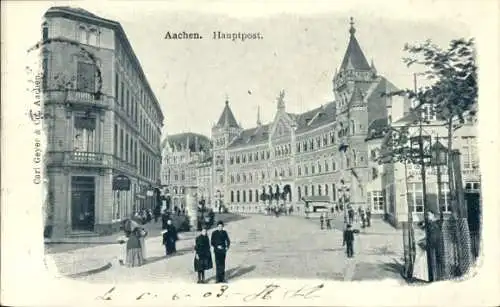 Ak Aachen in Nordrhein Westfalen, Hauptpost, Straßenpartie