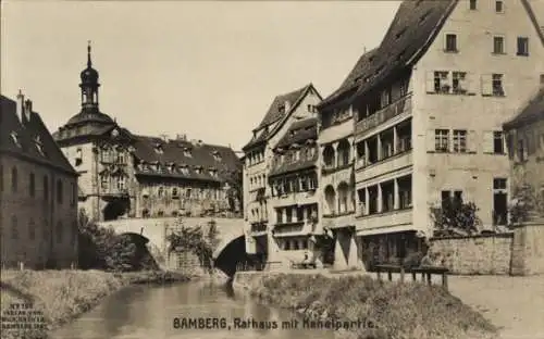 Ak Bamberg in Oberfranken, Rathaus mit Kanal