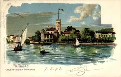 Künstler Litho Hamburg Nord Uhlenhorst, Uhlenhorster Fährhaus