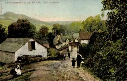 Ak Ilfracombe Devon England, Chambercombe Farm, ländliche Landschaft, Gebäude, Bäume