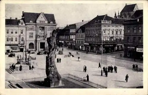 Ak Kolín Kolin Mittelböhmen, Náměstí, Denkmal, Geschäft Max S. Steiner, Julius Meinl