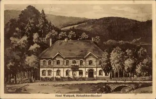 Künstler Ak Hohenfichte Leubsdorf Sachsen, Hotel Waldpark, Inh. Karl Steyer