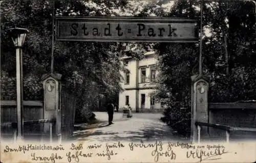 Ak Hainichen in Sachsen, Eingang zum Stadtpark