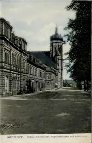 Ak Marienberg im Erzgebirge Sachsen, Historische Gebäude, Straße, Amtshauptmannschaft, Superin...