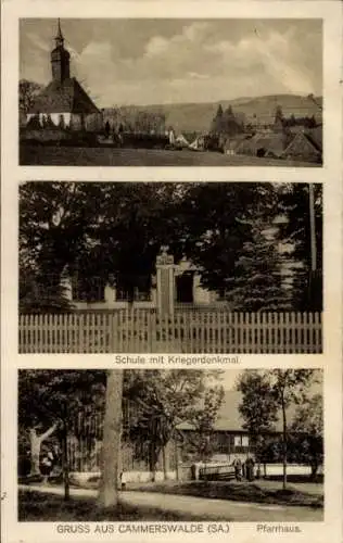 Ak Kämmerswalde Cämmerswalde Neuhausen im Erzgebirge, Kirche, Schule mit Kriegerdenkmal, Pfarr...