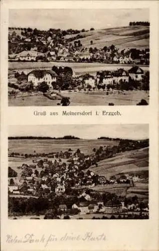 Ak Meinersdorf Burkhardtsdorf im Erzgebirge, Schwarz-Weiß-Fotografie von Meinersdorf, Landscha...