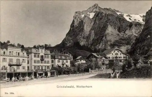 Ak Grindelwald Kanton Bern, Wetterhorn, Berge, Hotels, Architektur, Seilbahn