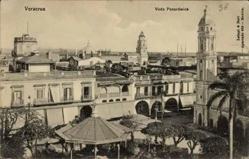 Ak Veracruz Mexico, Panoramablick auf  historische Gebäude, Kirchturm