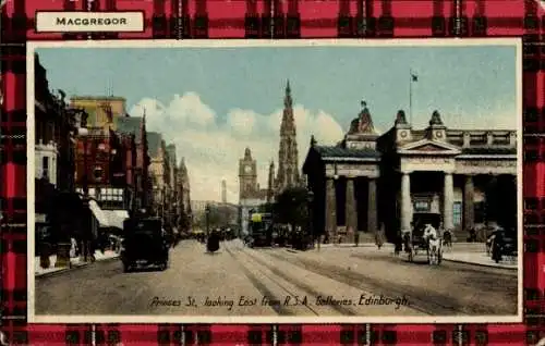 Passepartout Ak Edinburgh Schottland, Princes Street, R.S.A. Galleries, Tartan MacGregor