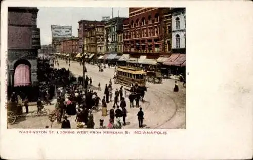 Ak Indianapolis Indiana USA, Washington Street looking west, Meridian Street