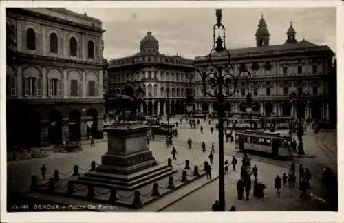 Ak Genova Genua Ligurien, Piazza De Ferrari, Monumento