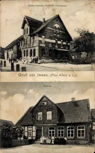 Ak Imsen Alfeld an der Leine, Gastwirtschaft Wilhelm Hennecke, Schule