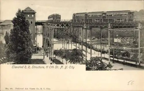 Ak Jersey City New Jersey USA, Erhöhte Bahnstruktur, Züge auf Eisenbahnbrücke, National Art Vi...