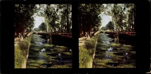 Stereo Foto Kriegsschauplatz 1. WK, Aisne-Kanal, Chromoplast-Bild 325