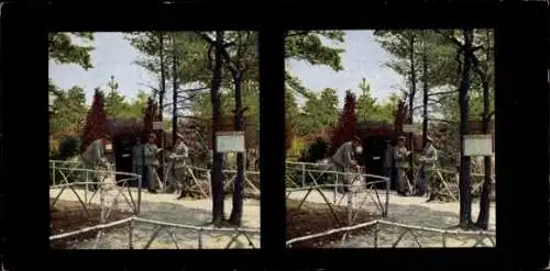 Stereo Foto Kriegsschauplatz 1. WK, Unterstand einer Sanitätskompagnie, Chromoplast Bild 334