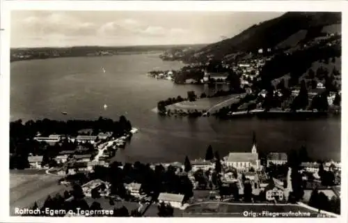 Ak Rottach Egern, Fliegeraufnahme mit Blick auf den Tegernsee