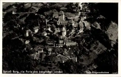 Ak Burg an der Wupper Solingen, Schloss Burg, Fliegeraufnahme