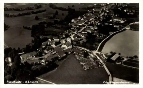 Ak Purschwitz Kubschütz i.d. Lausitz, Fliegeraufnahme