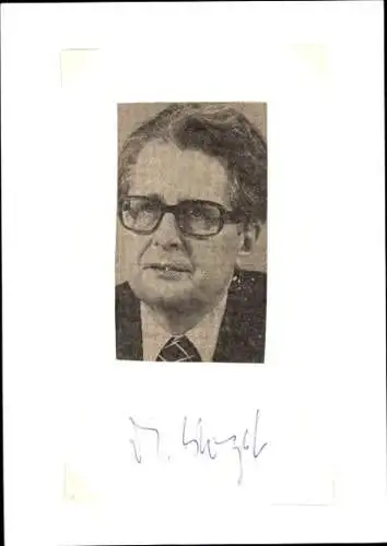 Autogramm Dr. Hans Jochen Vogel, SPD-Vorsitzender, Portrait, 1977