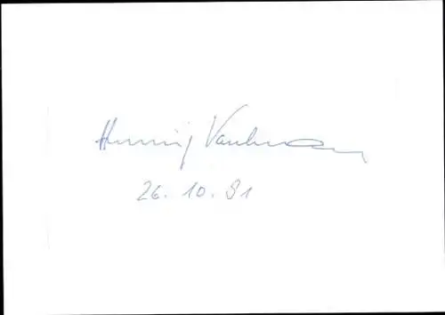 Autogramm Henning Voscherau, 1. Bürgermeister Hamburg, 26.10.1991