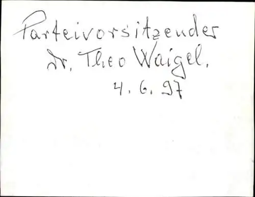 Ak Politiker Theo Waigel, Karikatur, Autogramm