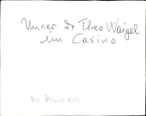 Ak Politiker Theo Waigel im Casino, Karikatur, Autogramm