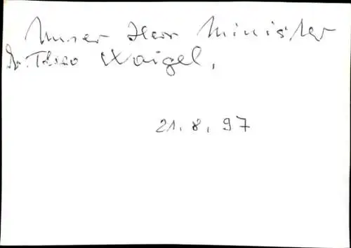 Ak Politiker Theo Waigel, Aussteiger, Karikatur, Autogramm