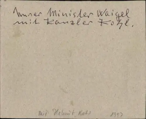 Ak Politiker Theo Waigel, Helmut Kohl, Karikatur, Autogramm