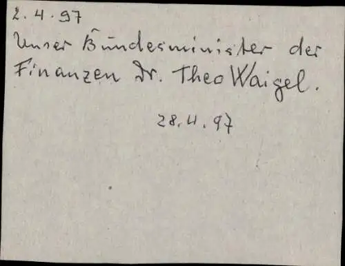 Ak Politiker Theo Waigel, Leichte Beute, Karikatur Mandzel, Autogramm