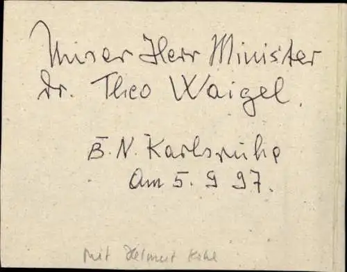 Ak Politiker Theo Waigel, Klosterbrüder, Helmut Kohl, Karikatur Tomicek, Autogramm