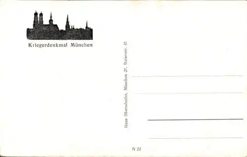 Ak München, Kriegerdenkmal, Wachmänner davor