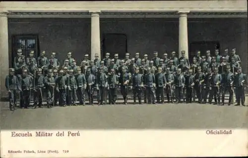 Ak Peru, Militärschule, Offiziere in Uniform, Gruppenbild