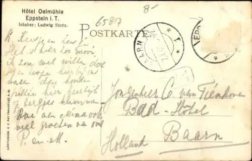 Ak Eppstein im Taunus, Hotel Oelmühle, Inh. Ludwig Stotz