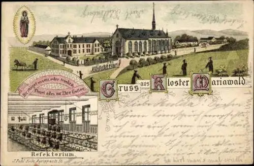 Litho Heimbach in der Eifel, Abtei Mariawald, Trappistenkloster Maria Wald, Refektorium